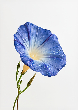 Blue Morning Glory with Water Droplets