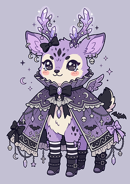 Gothic Pastel Deer with Crystals