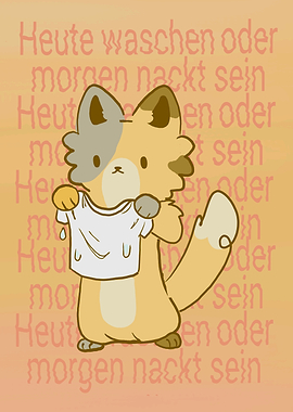 Cute Cat Holding Wet T-Shirt