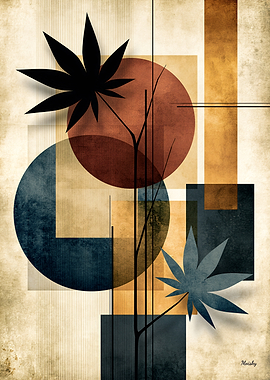 Japandi Momiji Geometry No. 01 – Japanese Maple Wall Art