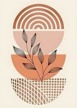 Abstract Botanical Mid-Century Modern Art