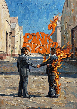 Pink Floyd 'Wish You Were Here' Album Cover Painting