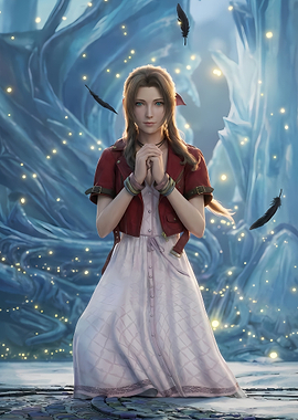 Aerith Gainsborough in a mystical setting