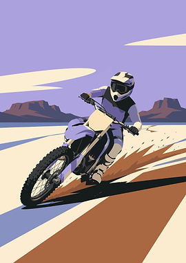 Motocross Rider in Desert Landscape