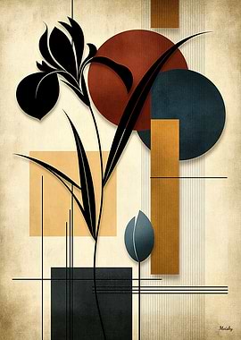 Japandi Iris Geometry No. 04 – Japanese Floral Wall Art