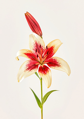 Red and White Lily Flower