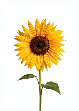 Single Sunflower on White Background