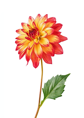 Red and Yellow Dahlia Flower