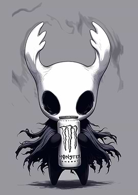 Hollow Knight Holding Monster Energy Can
