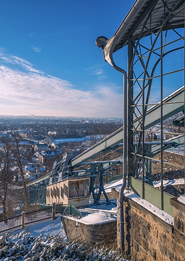 Winter Funicular with City View
