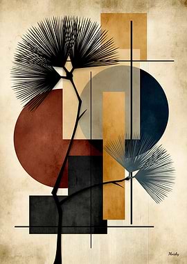 Japandi Kuromatsu Geometry No. 05 – Japanese Pine Wall Art