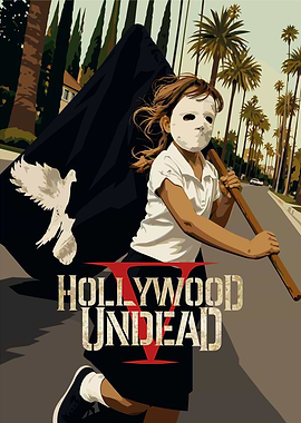 Hollywood Undead girl with mask and flag