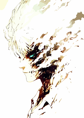 Anime character dissolving into smoke