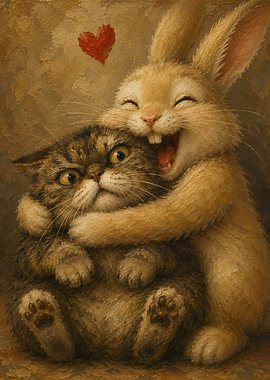 Bunny Hugs Grumpy Cat