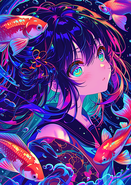Girl with Koi Fish