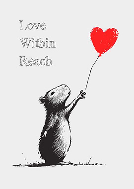 Capybara Reaching for a Heart Balloon