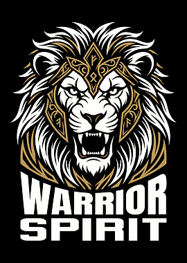 Warrior Spirit Lion Nordic Helmet Illustration