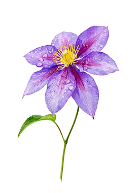 Purple Clematis Flower with Water Droplets