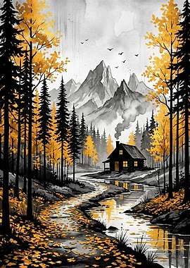 Golden Autumn Cabin Retreat