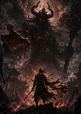 Epic Battle Between Warrior and Giant Demon