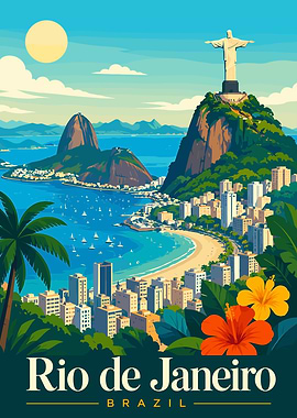 Rio de Janeiro cityscape with Christ the Redeemer