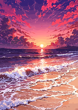 Vibrant Sunset Over the Ocean