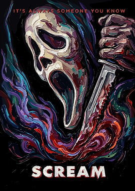 Scream Ghostface Knife Painting