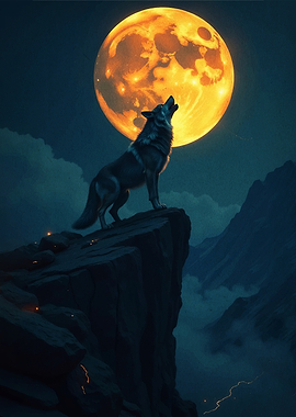 Wolf howling at the moon