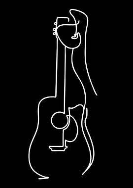 Minimalist Guitar Line Art