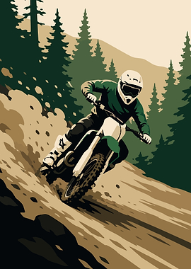 Motocross Rider on a Dirt Track