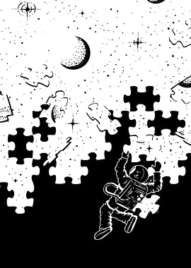 Astronaut floating in space puzzle