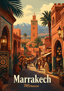 Marrakech Morocco Travel Poster