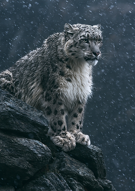 Snow Leopard in Snowfall