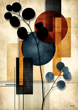 Japandi Eucalyptus Geometry No. 13 – Modern Botanical Wall Art