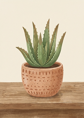 Aloe Vera Plant in a Pot