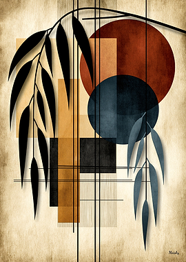 Japandi Yanagi Geometry No. 08 – Japanese Willow Wall Art