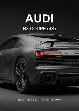 close up Audi R8 Coupe (4S) Rear View poster