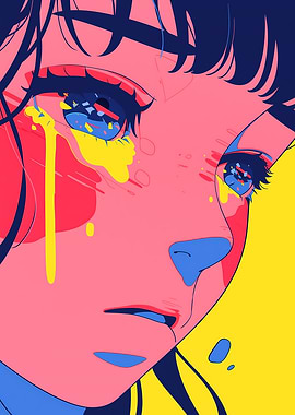 Close-up of a crying anime girl