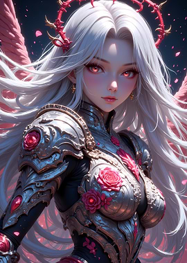 Anime Angel Warrior with Roses