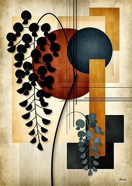 Japandi Fuji Geometry No. 07 – Japanese Wisteria Wall Art