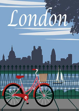 London Skyline with Bicycle