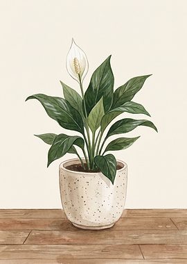 Peace Lily in a Speckled Pot