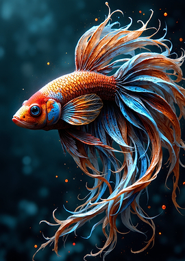 Betta Fish with Flowing Fins