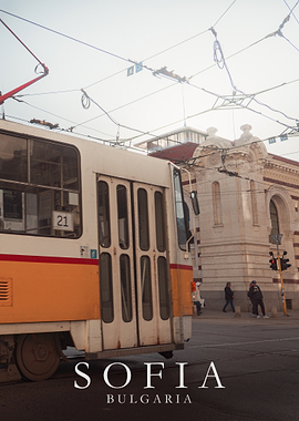Sofia, Bulgaria Tram and Architecture