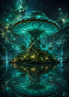 Enchanted Bioluminescent Mushroom Forest