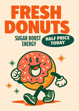 Walking Donut with Fresh Donuts Text