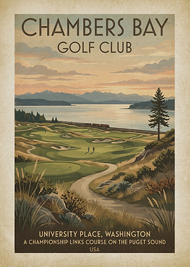 Chambers Bay Golf Club Vintage Poster
