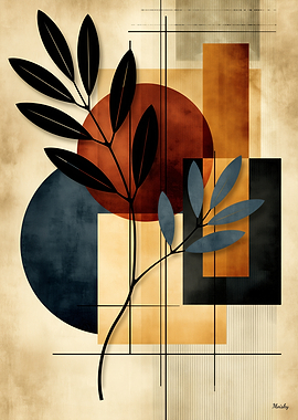 Japandi Olive Geometry No. 06 – Olive Branch Wall Art
