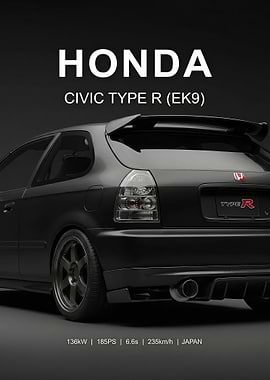 close up Honda Civic Type R EK9 Rear View