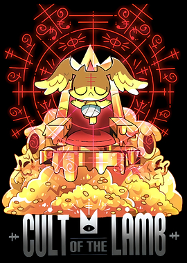 Cult of the Lamb character on throne